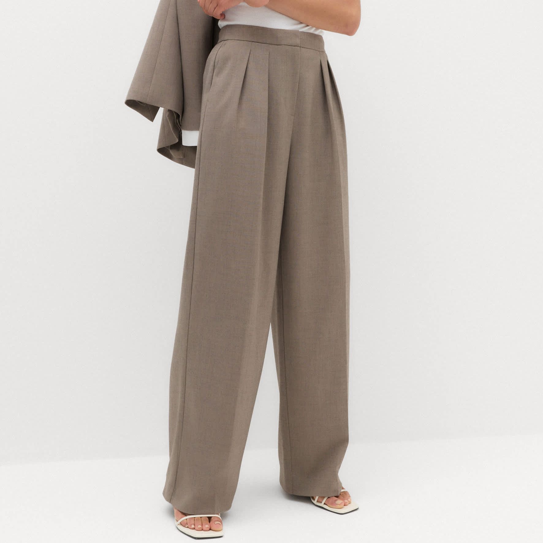 Pleated Wide Leg Trousers