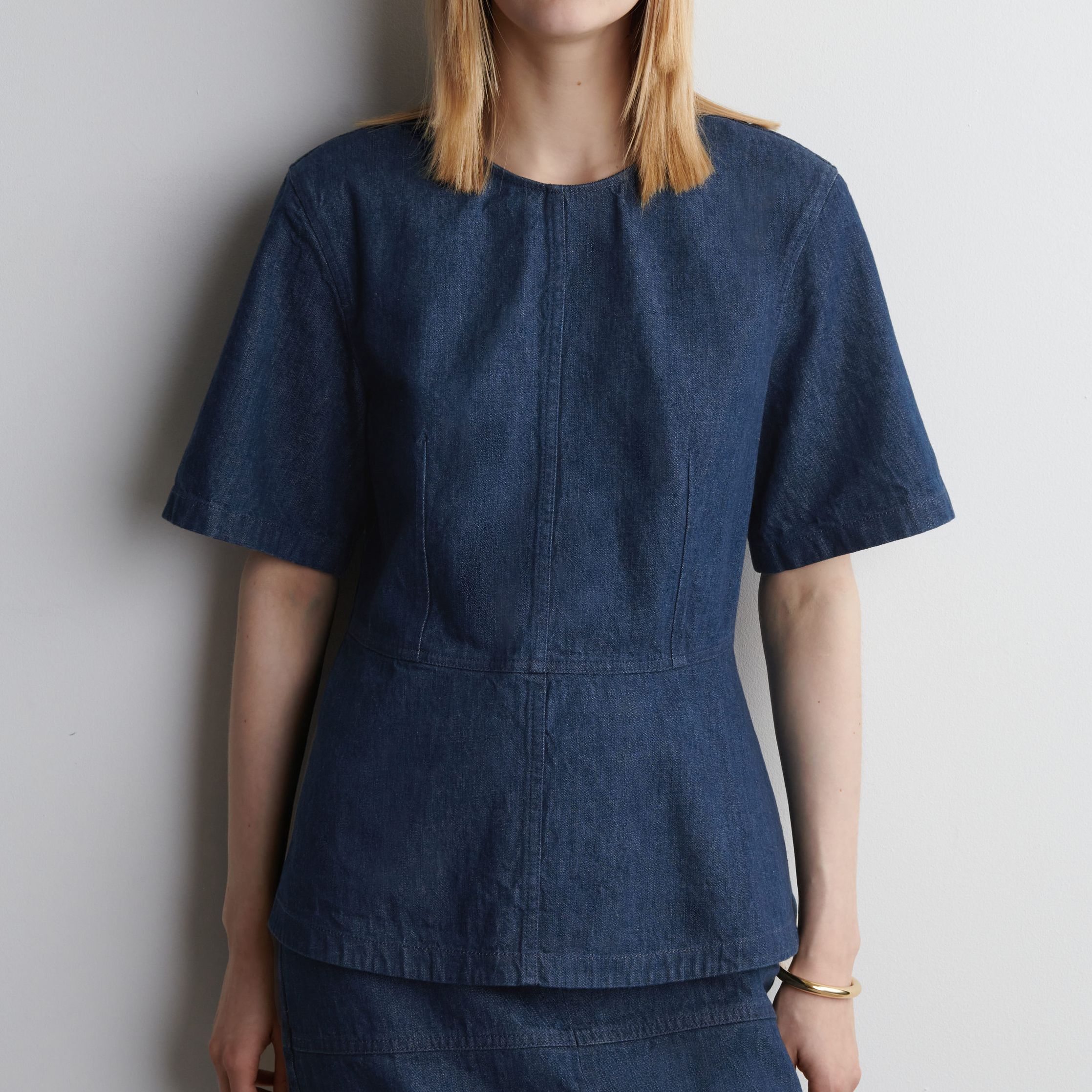 Denim Peplum Top