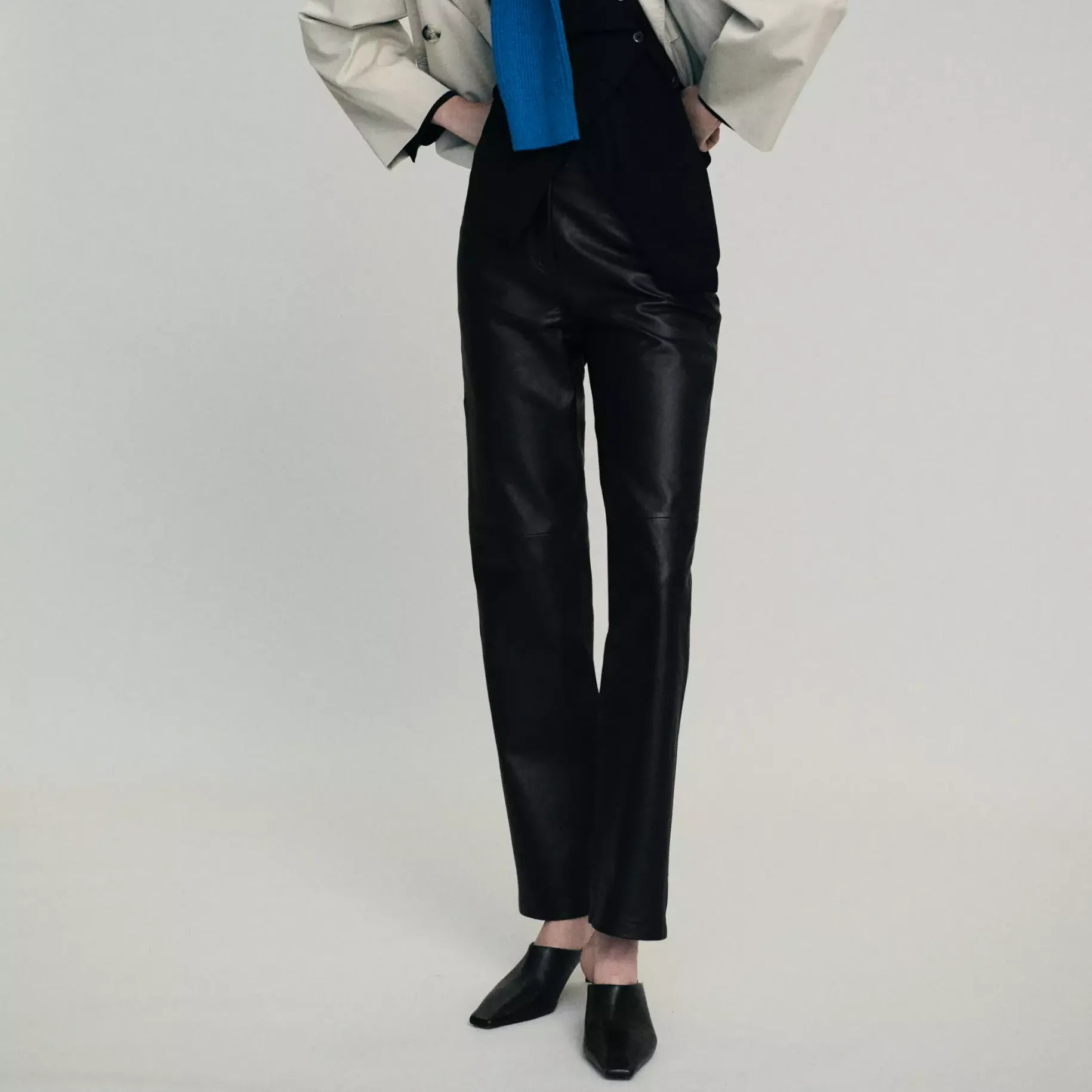 Straight-Fit Leather Trousers - Women | Mango United Kingdom