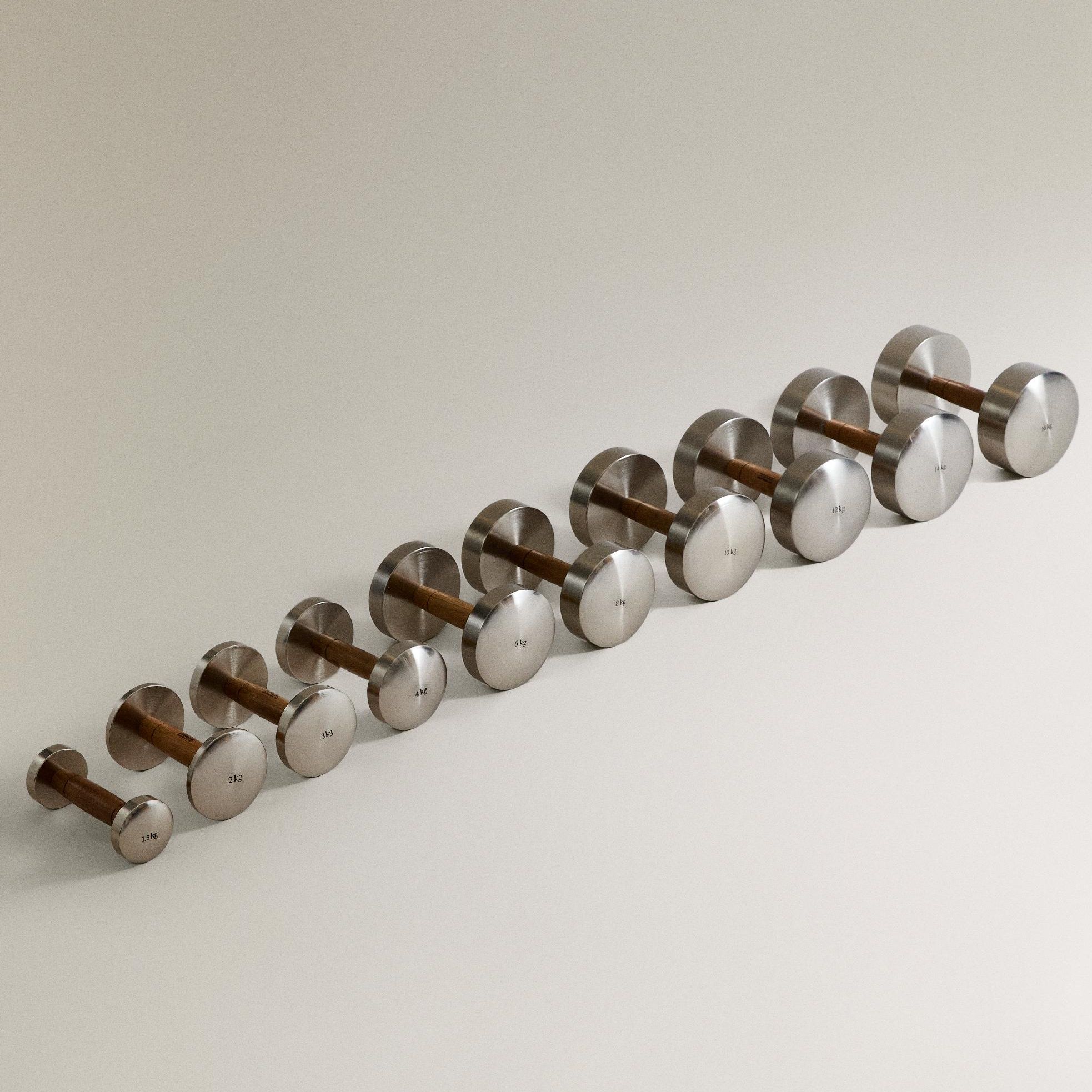 Oak Wood and Steel Dumbbell - P - 1,5 Kg