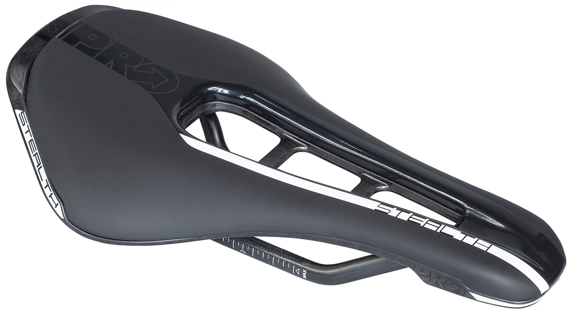 Pro Stealth Carbon saddle on a white background
