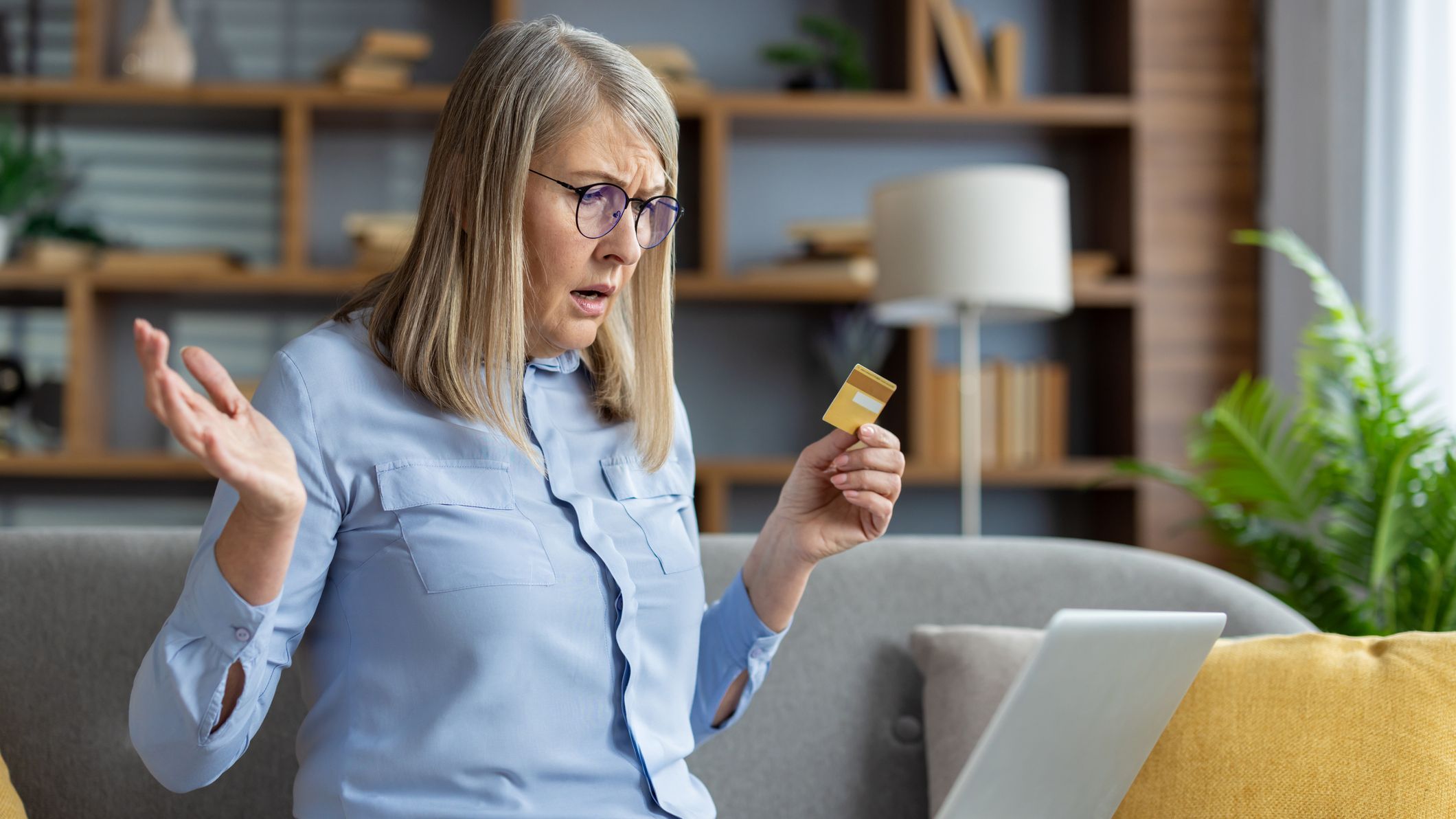 a woman finds incorrect information when on her computer