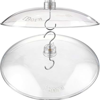 Iborn Baffles for Bird Feeders, 13&amp;rdquo; Bird Feeder Cover for Rain Guard, Birds Feeders Rain Guard, Full Protection for Feeders for Outdoors, Chew-Proof Polycarbonate, Pack of 2, Transparent