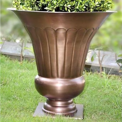 17.5" Bronze Metal Self-Watering Urn Planter