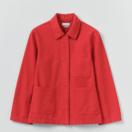 Garment Dyed Cotton Canvas Jacket | Poppy Red