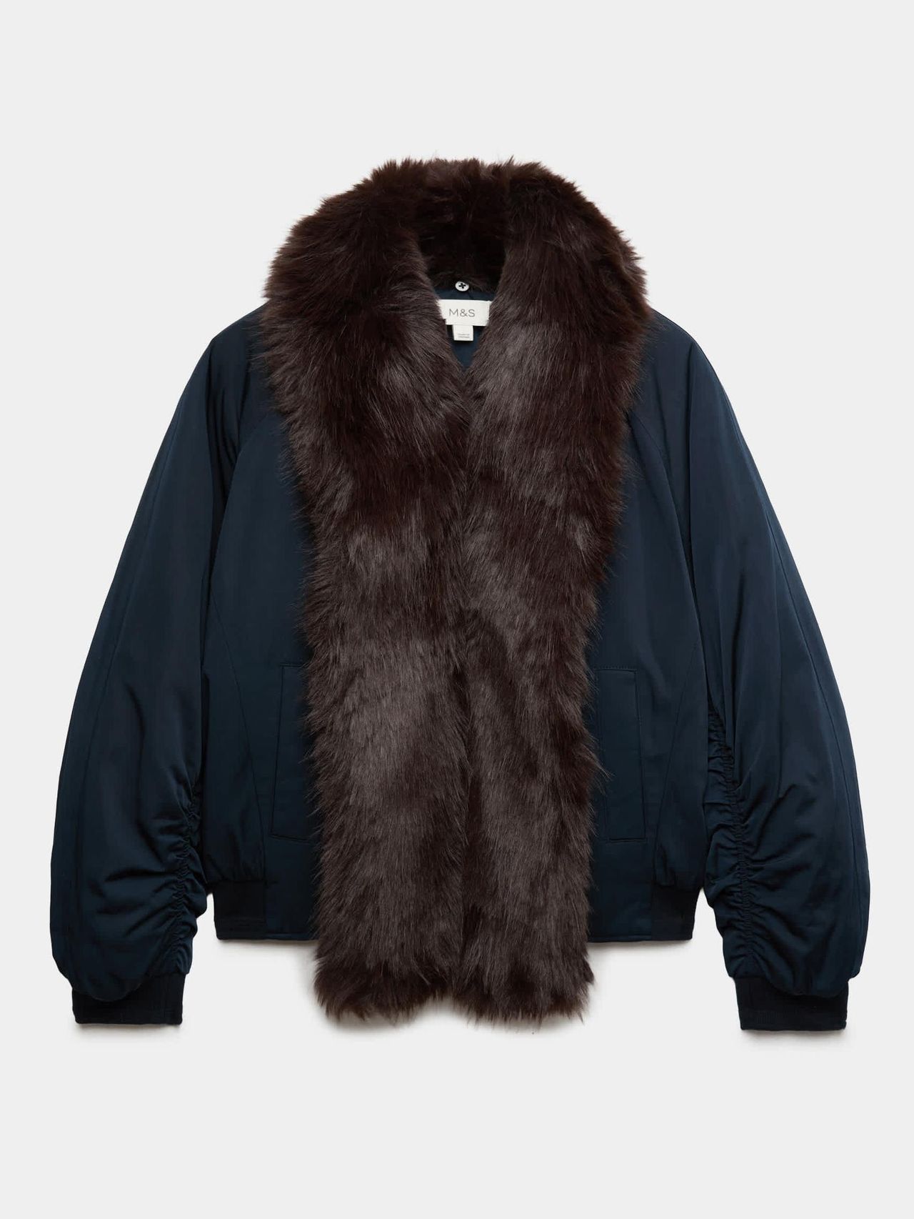 Faux Fur Scarf Flight Bomber Jacket