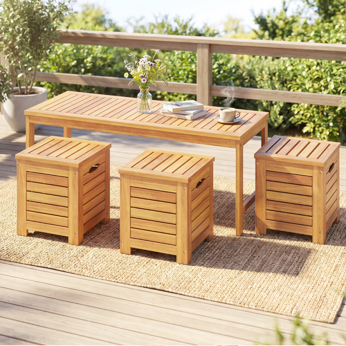 Outdoor Bench and Storage Box Set