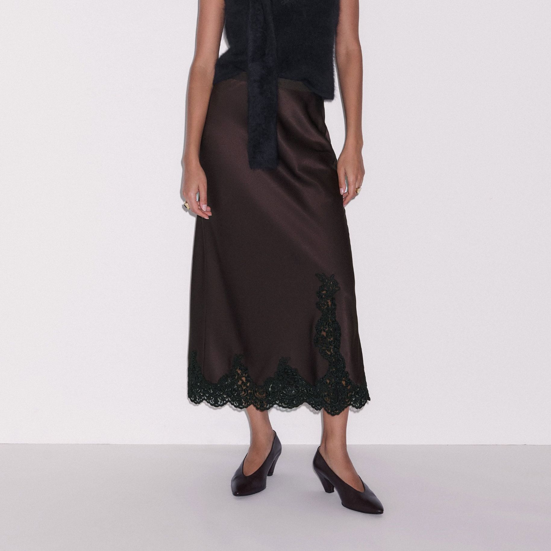Lace Trim Maxi Skirt
