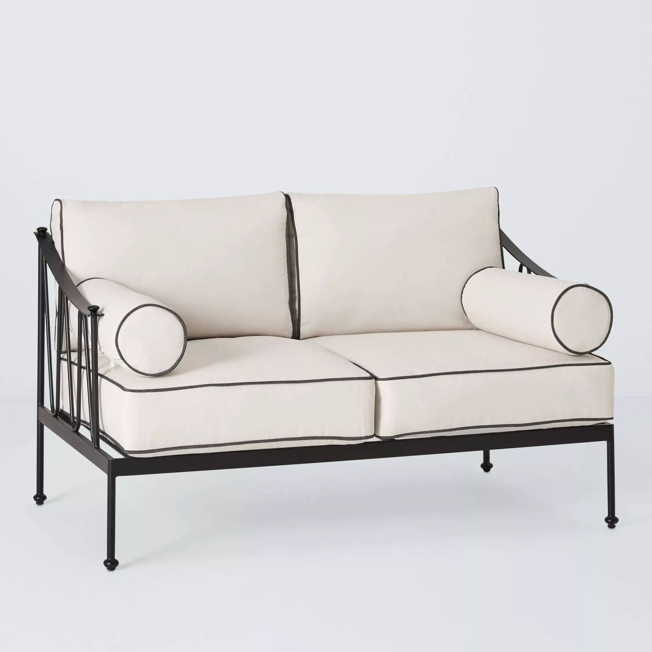 John Lewis Solara Metal 2-Seater Garden Sofa, Black