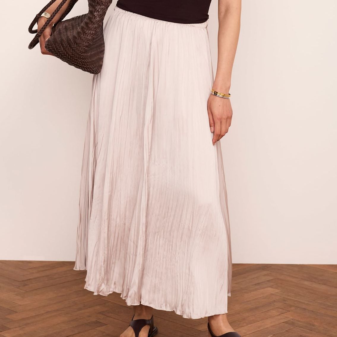 Neutral Crinkle Maxi Skirt