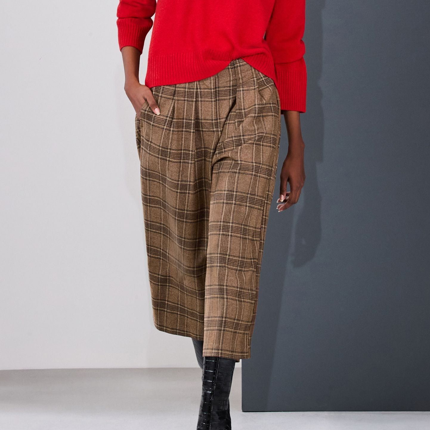 Brown Check Smart Culottes
