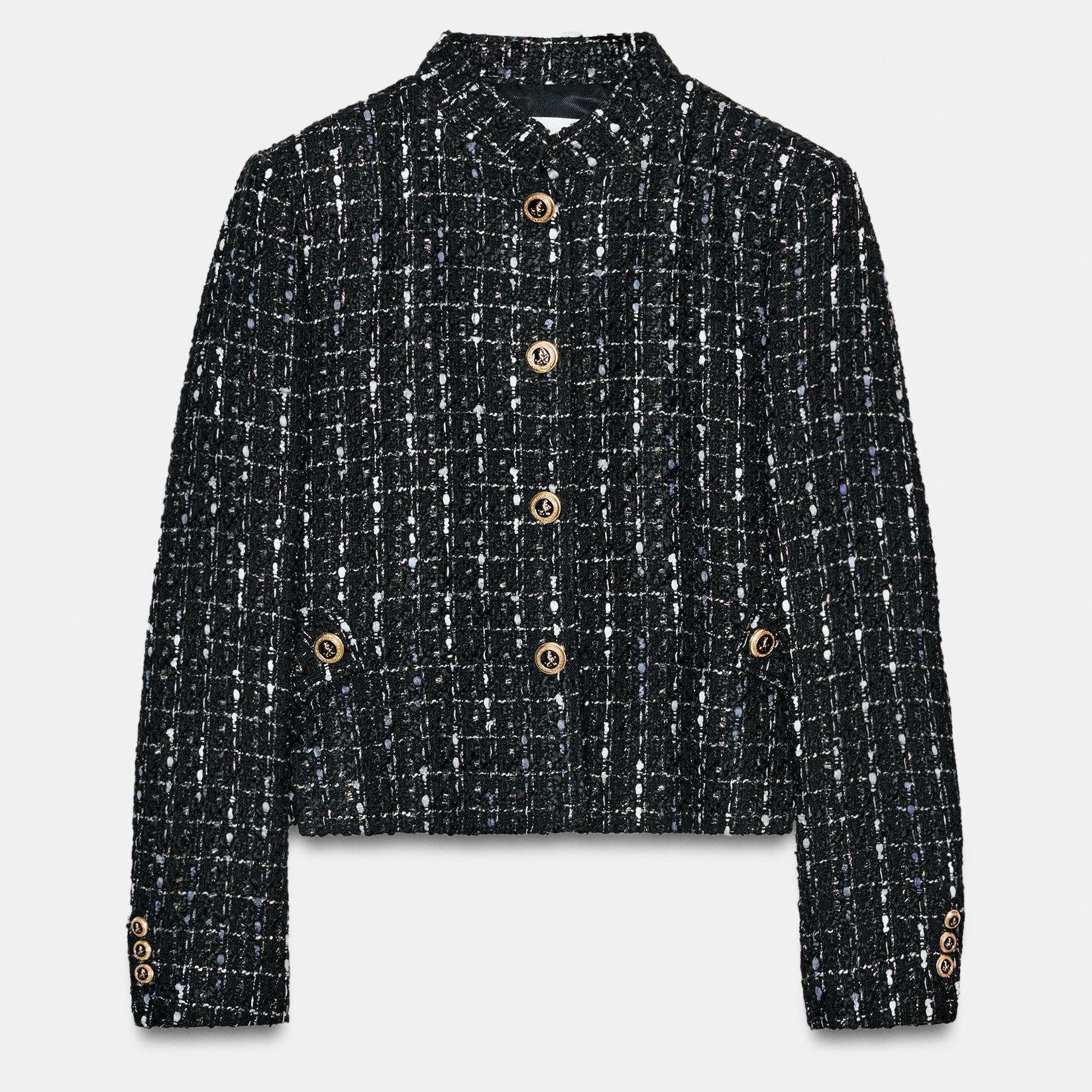 Textured Metallic Thread Blazer