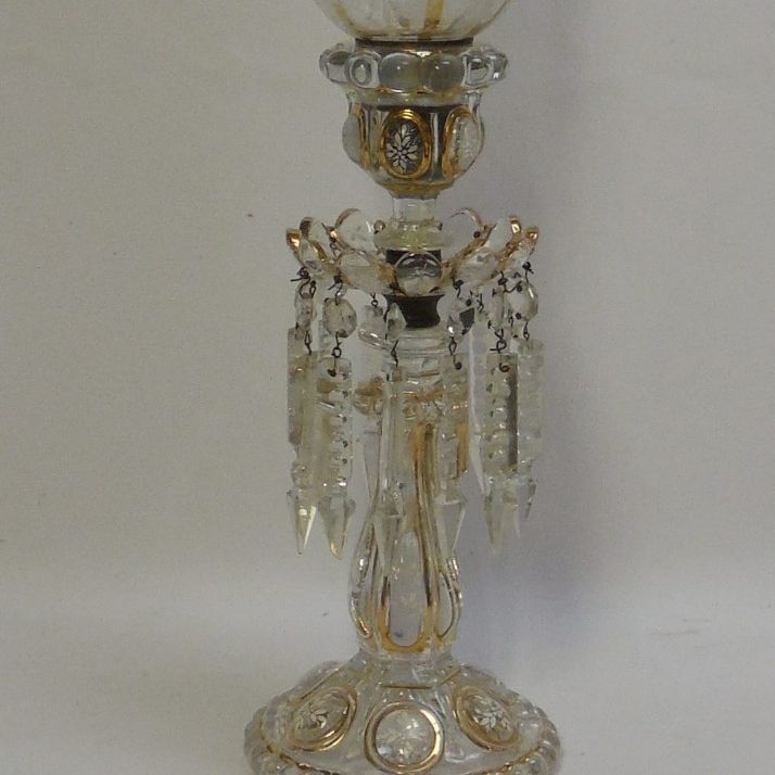 Antique Baccarat Hurricane Candle Stick Lamp
