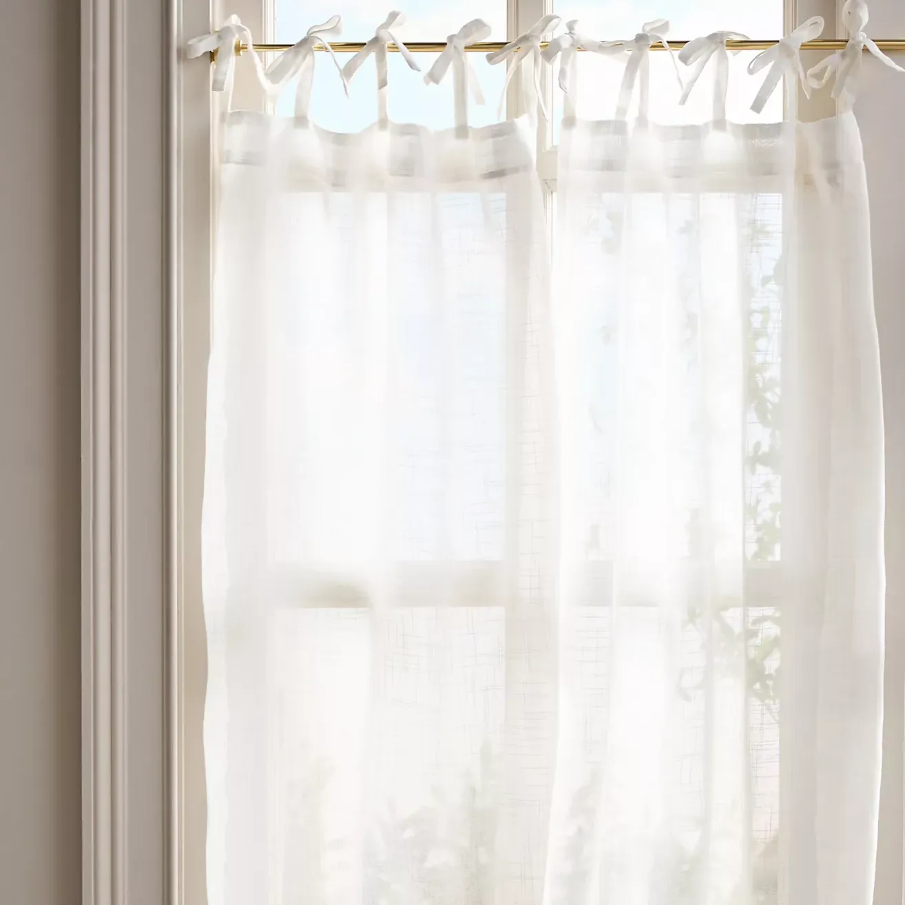 Lena Sheer Woven Caf&amp;eacute; Curtains, Set of 2