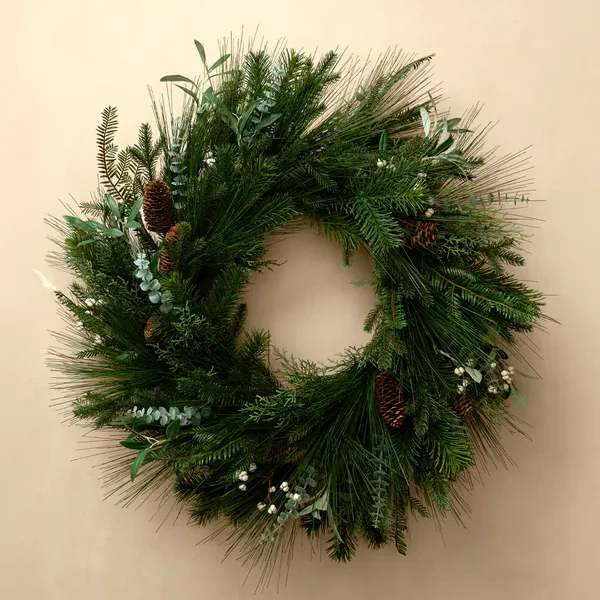 Faux evergreen wreath