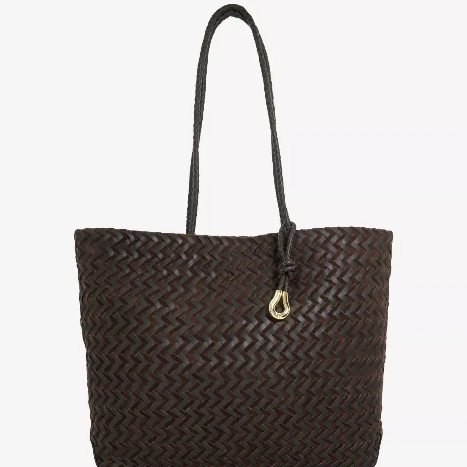 Daxon Large Woven Leather Tote