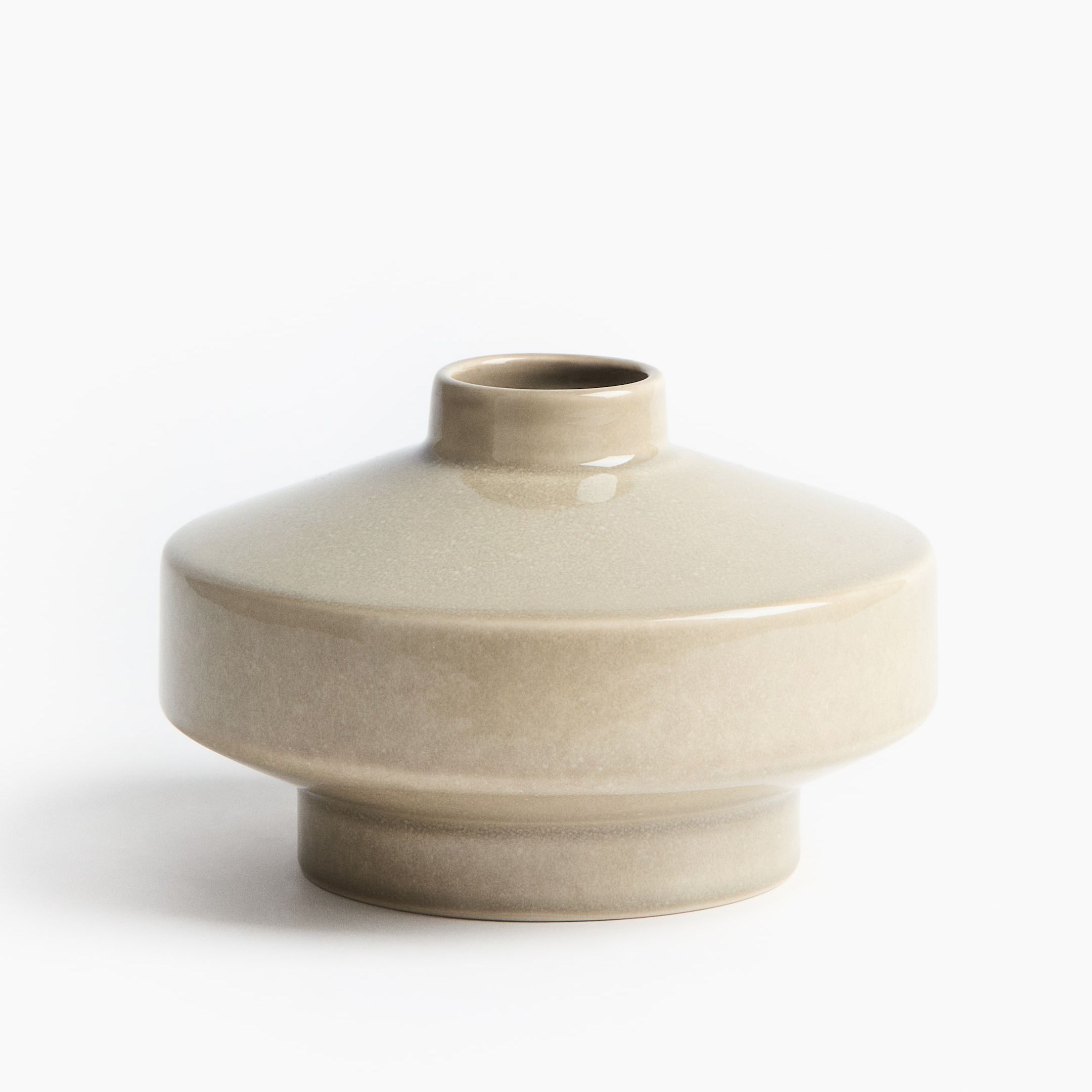 Small Reactive-Glaze Stoneware Vase - Khaki Beige