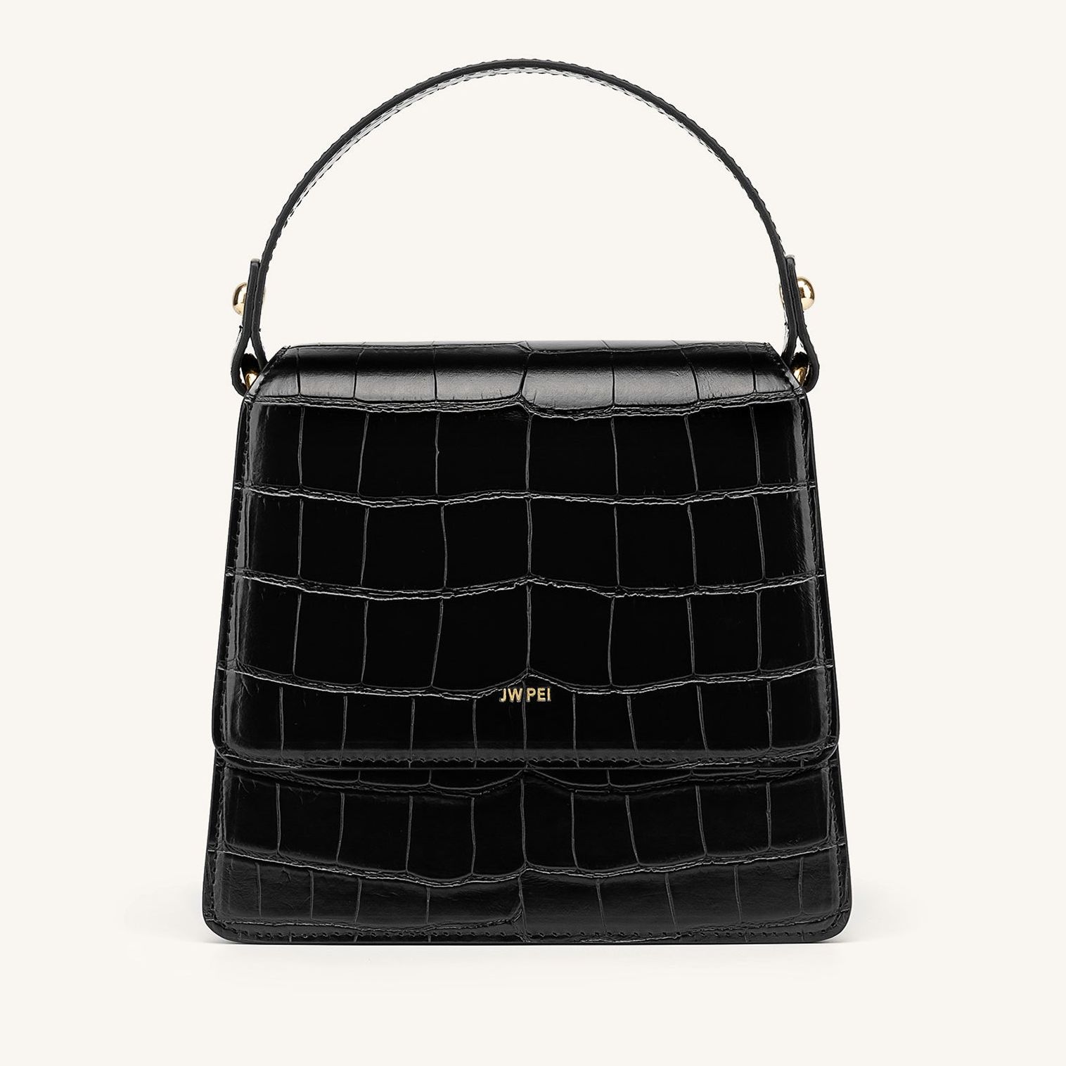 The Fae Top Handle Bag - Black Croc