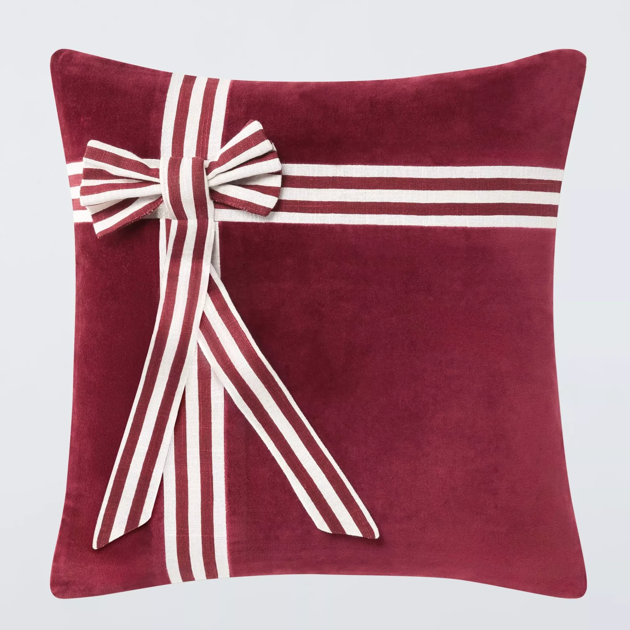Velvet Bow Cushion, Red