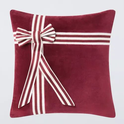 Velvet Bow Cushion, Red