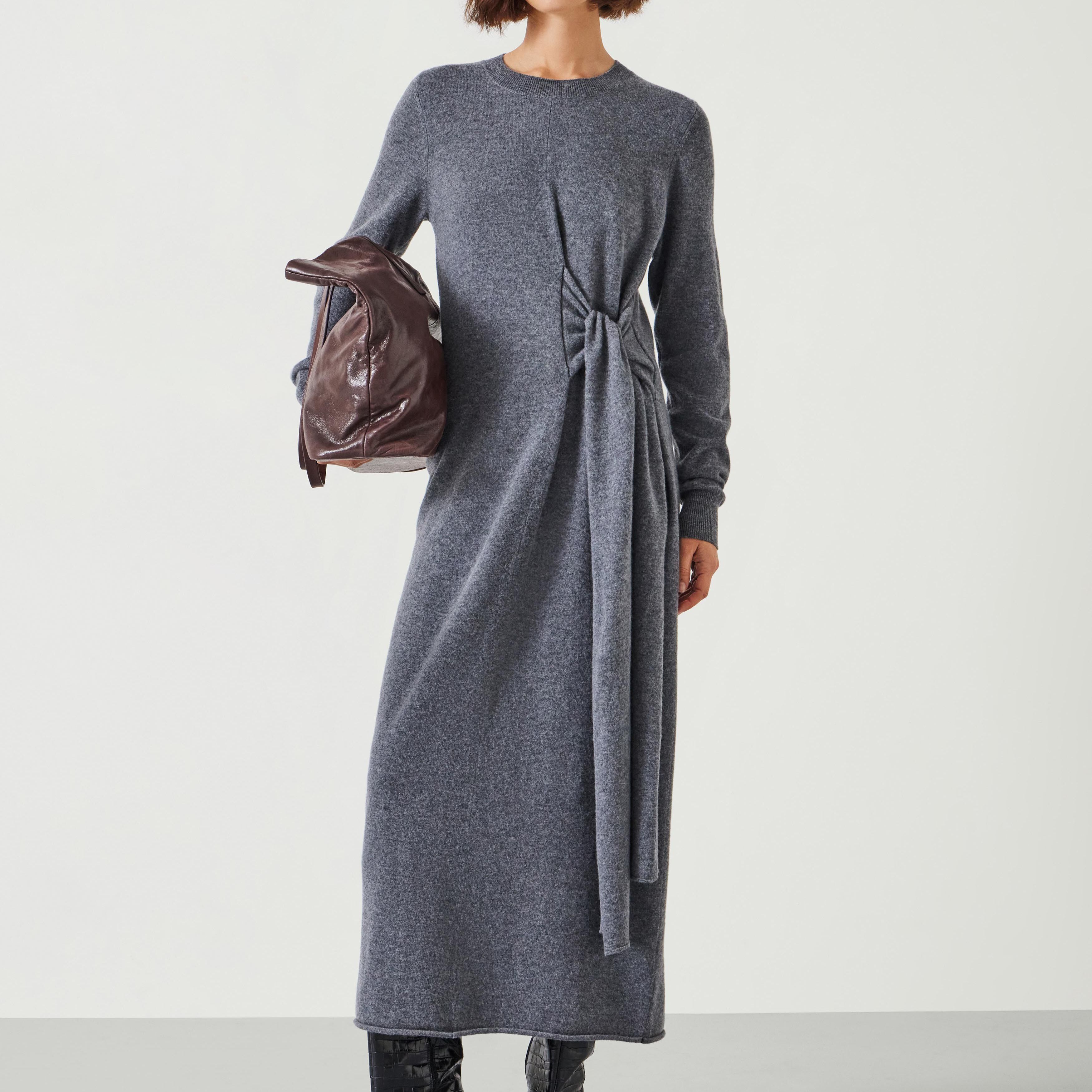 Tilly Tie Waist Merino Wool Midi Dress