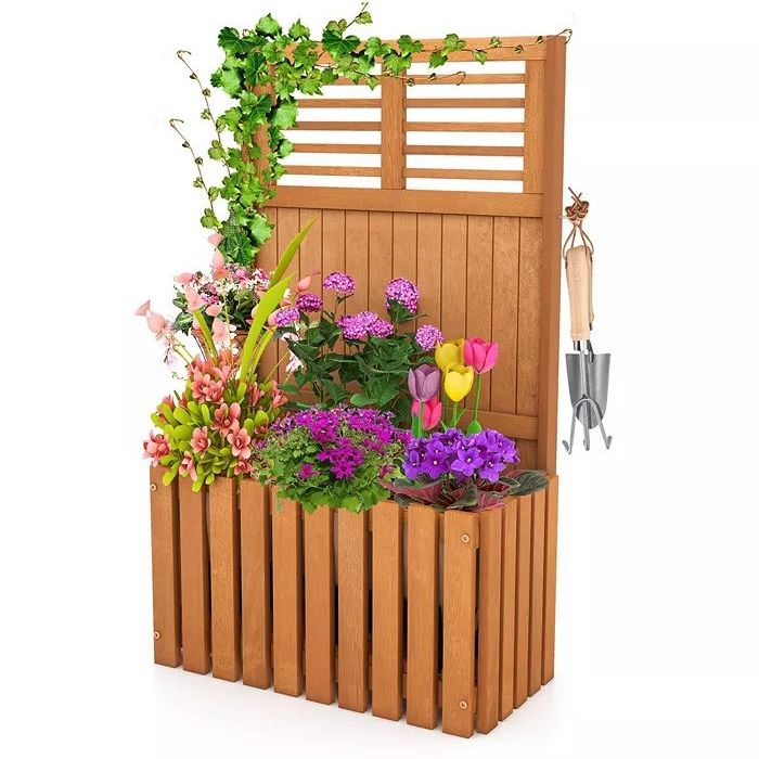 Macy's, Costway Raised Garden Bed with Trellis &amp;amp; Planter Box Privacy Screen