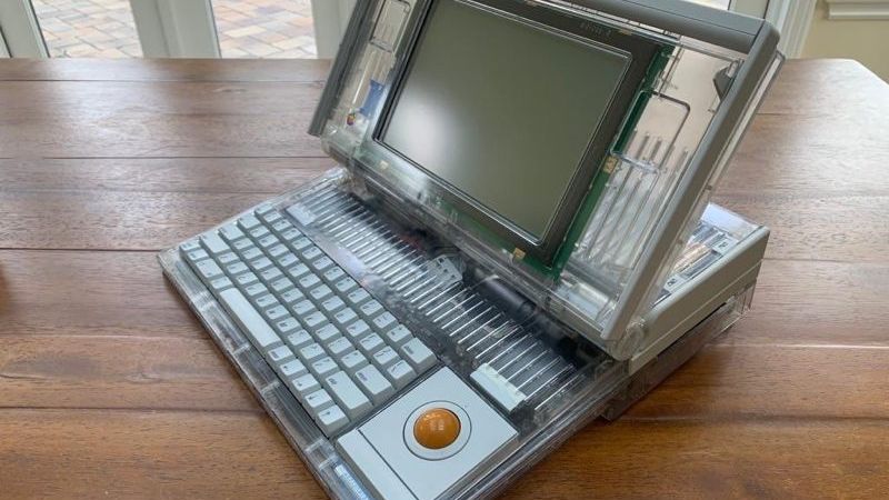 This is what a restored Macintosh Portable M5120 prototype looks