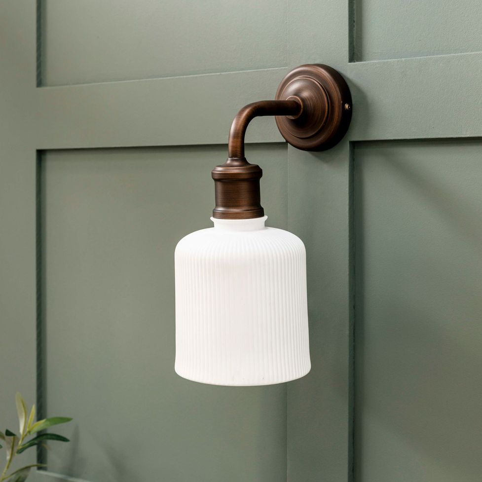 Beaulieu Ceramic Fluted Cylinder Wall Light Antique Bronze