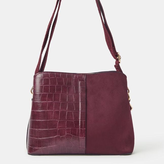 Faux Croc Crossbody Bag
