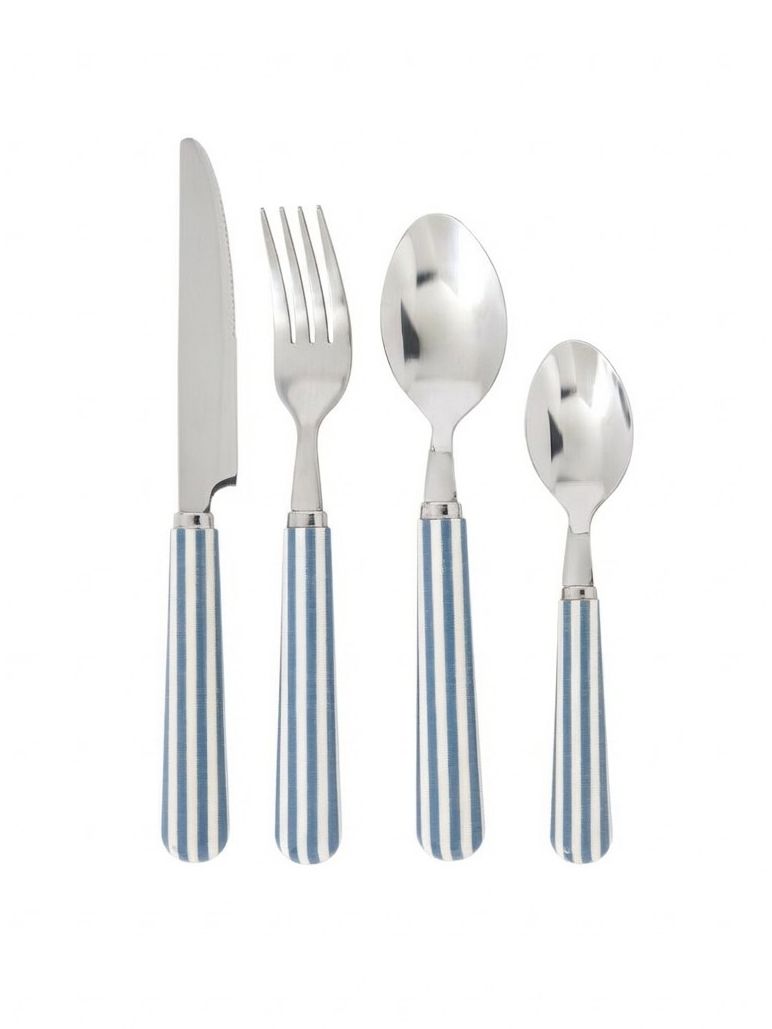 Leela 16-Piece Cutlery Set With Striped Handles
