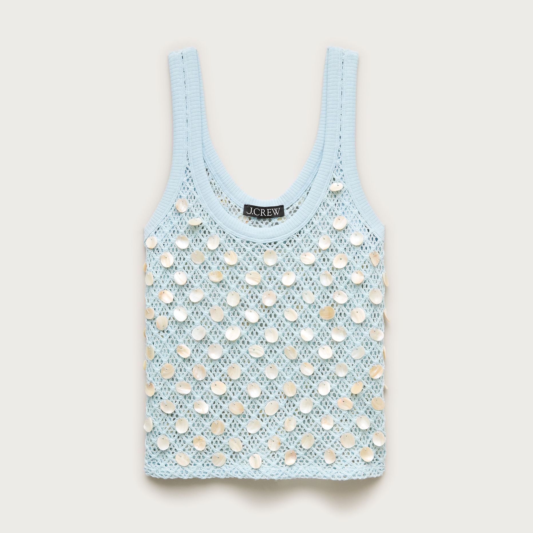 Crochet Shell-Embroidered Tank Top