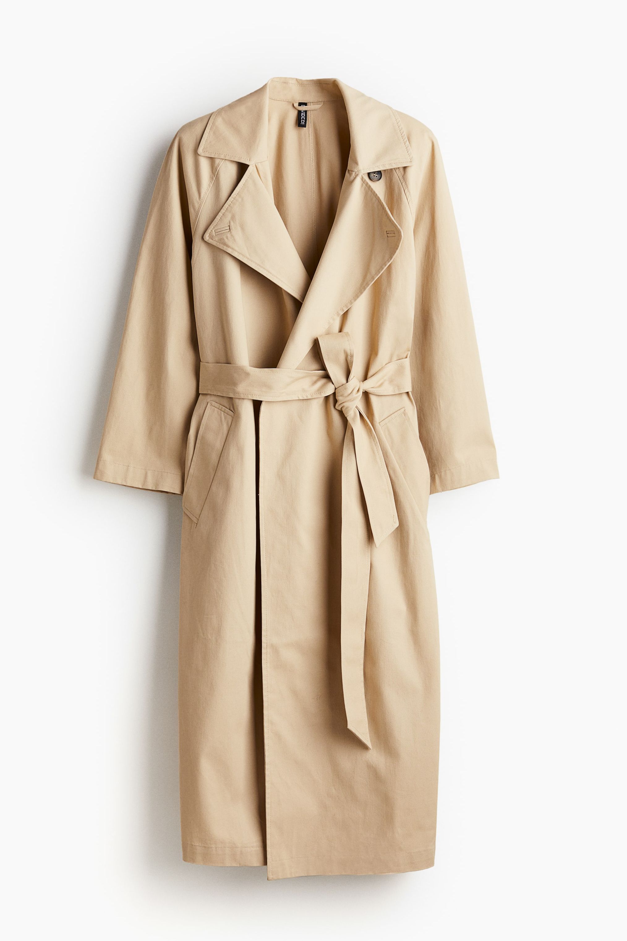 Shoulder-Pad Trench Coat - Beige