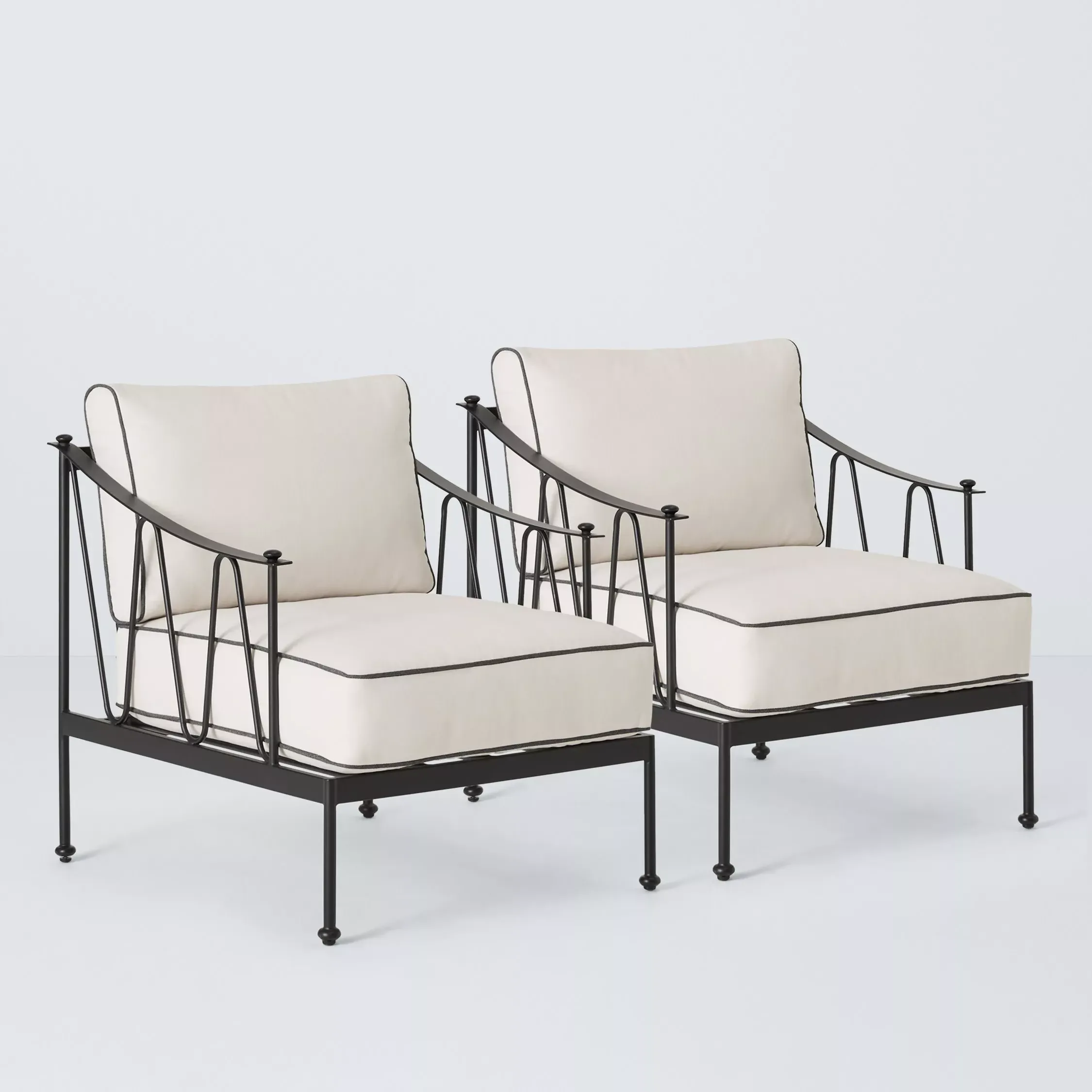 John Lewis Solara Metal Garden Lounge Chair, Set of 2, Black