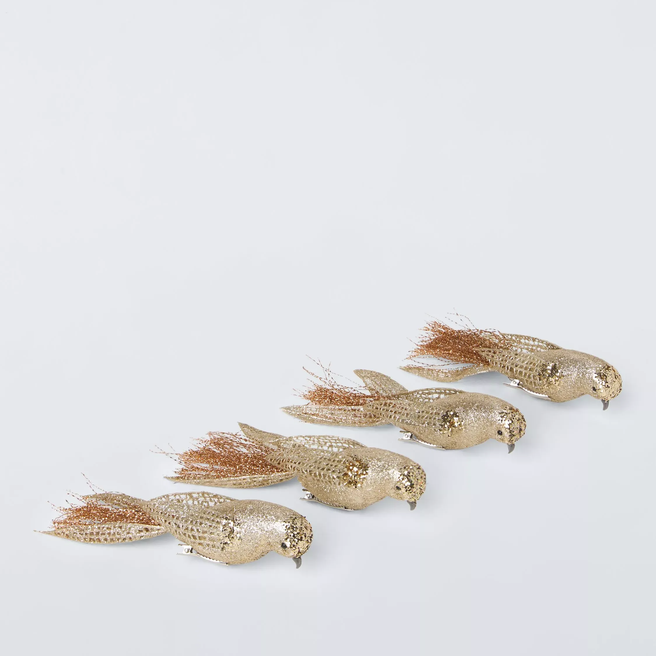 John Lewis Bird Clip on Tree Decorations, Set of 4, Gold