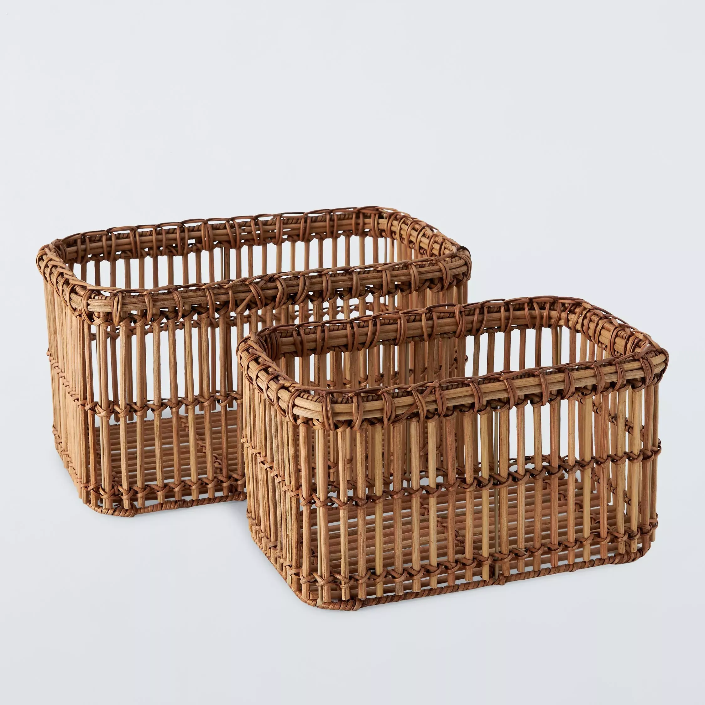 John Lewis Mid-Century Woven Rattan Storage Baskets, Set of 2
