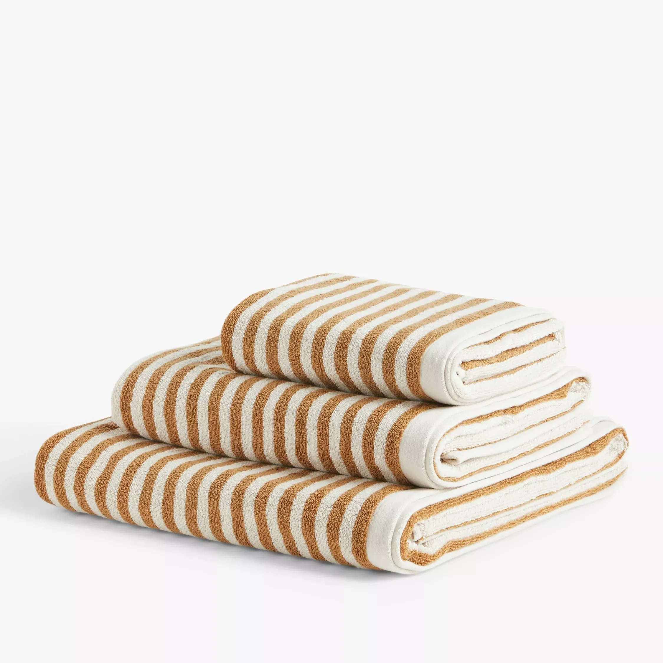 John Lewis Fine Stripe Towels, Caramel