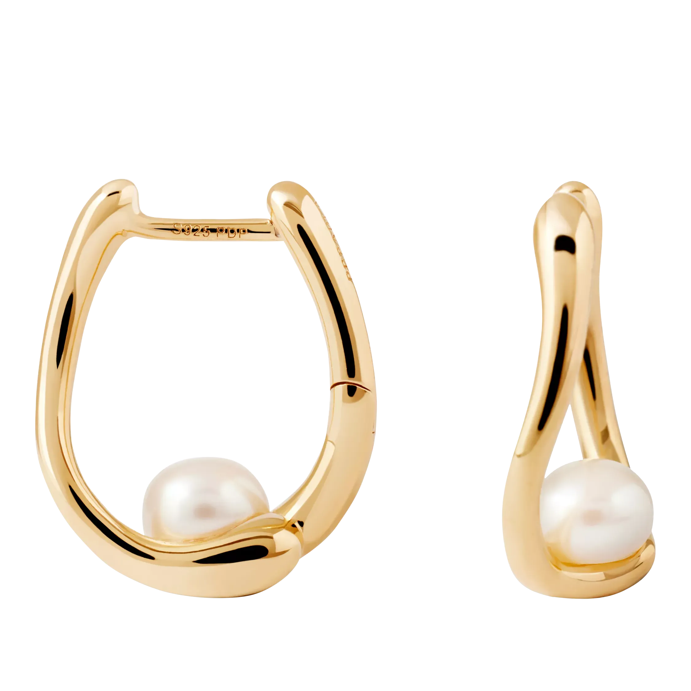 Pdpaola Pearl Hoop Earrings, Gold