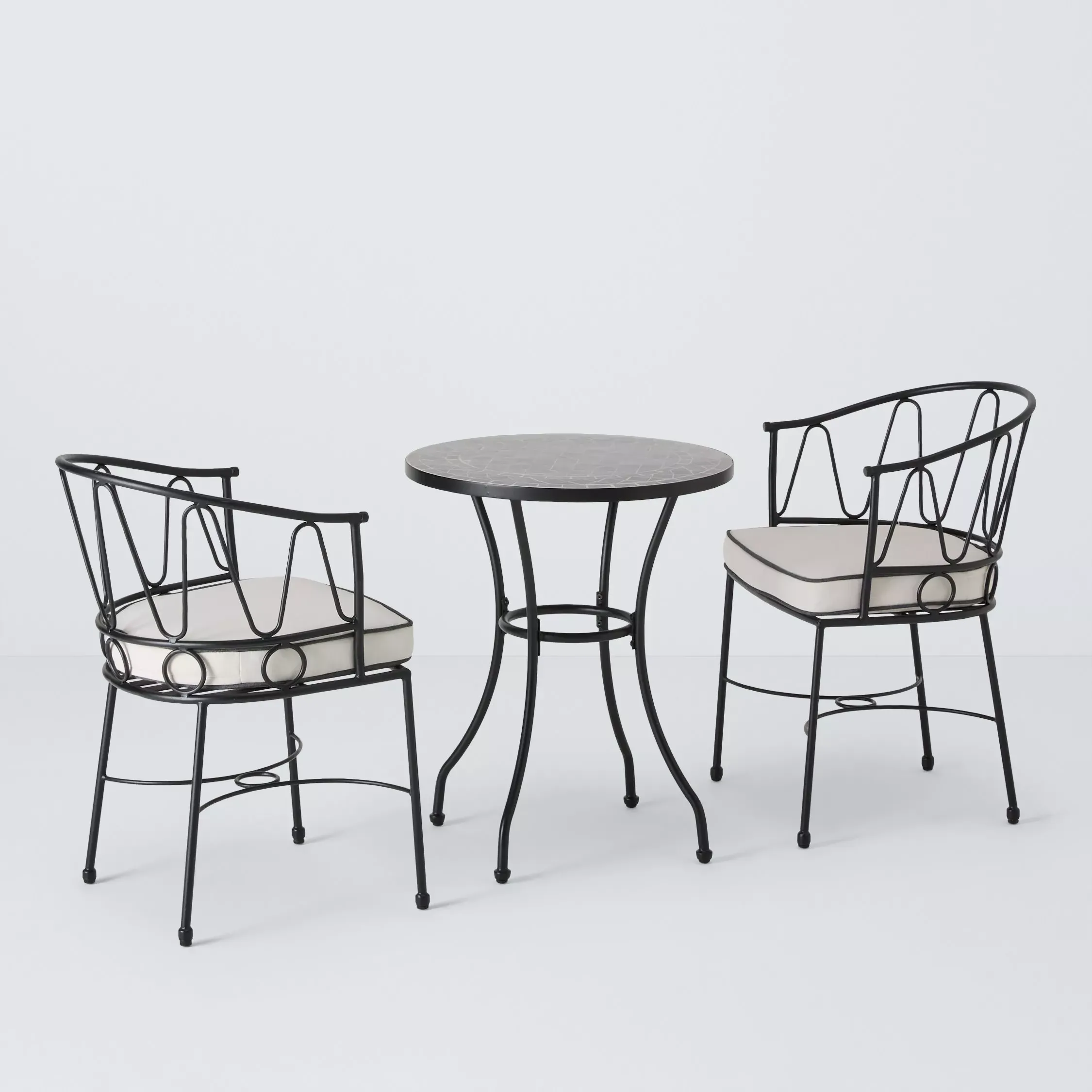 John Lewis Solara Metal 2-Seater Garden Bistro Table &amp;amp; Chairs Set, Black