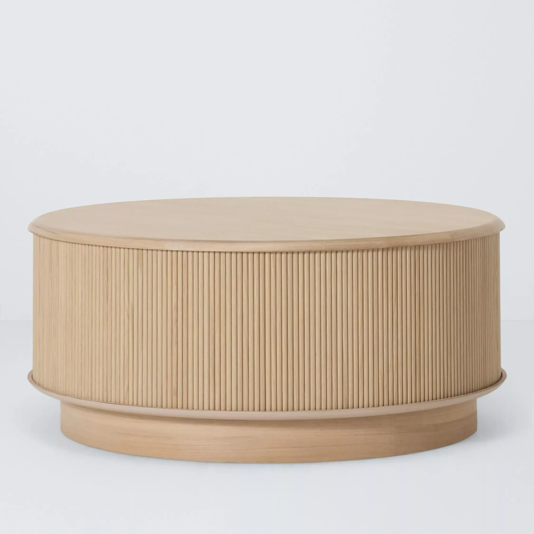 John Lewis Tambour Round Wood Coffee Table, Oak