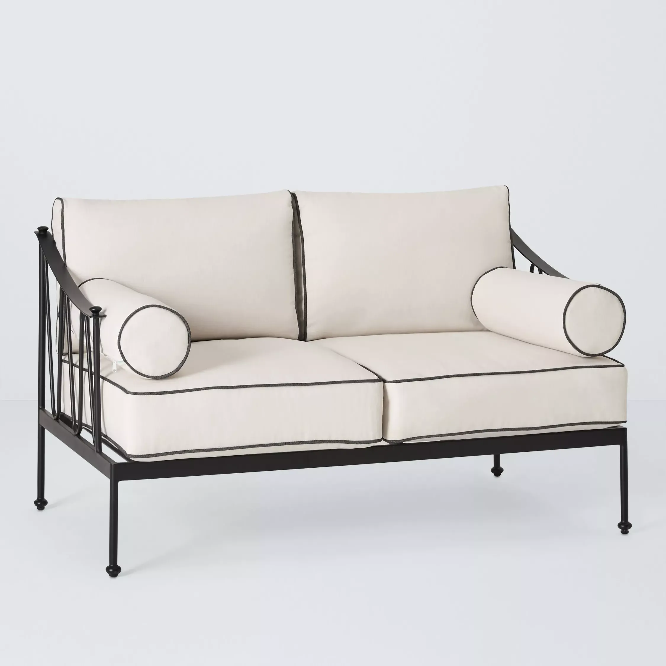 John Lewis Solara Metal 2-Seater Garden Sofa, Black