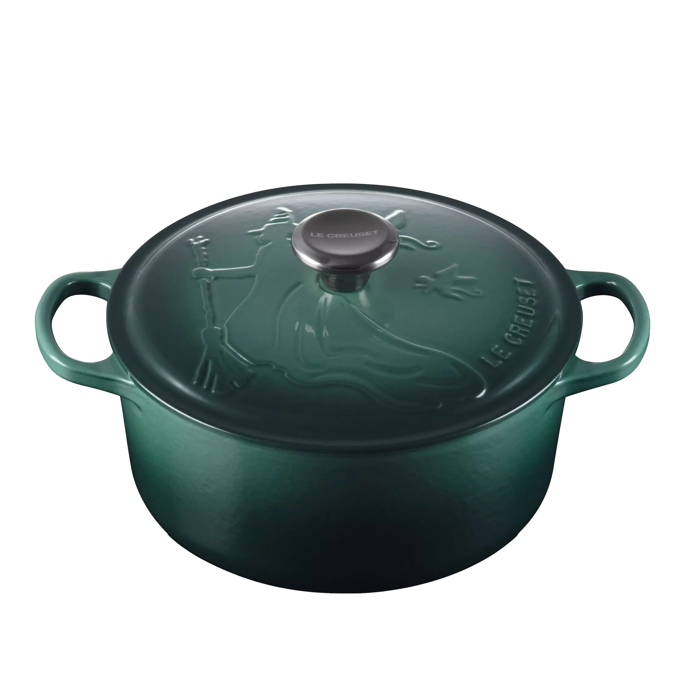 Le Creuset Cast Iron Wicked Elphaba Embossed Round Casserole, 24cm, Artichut