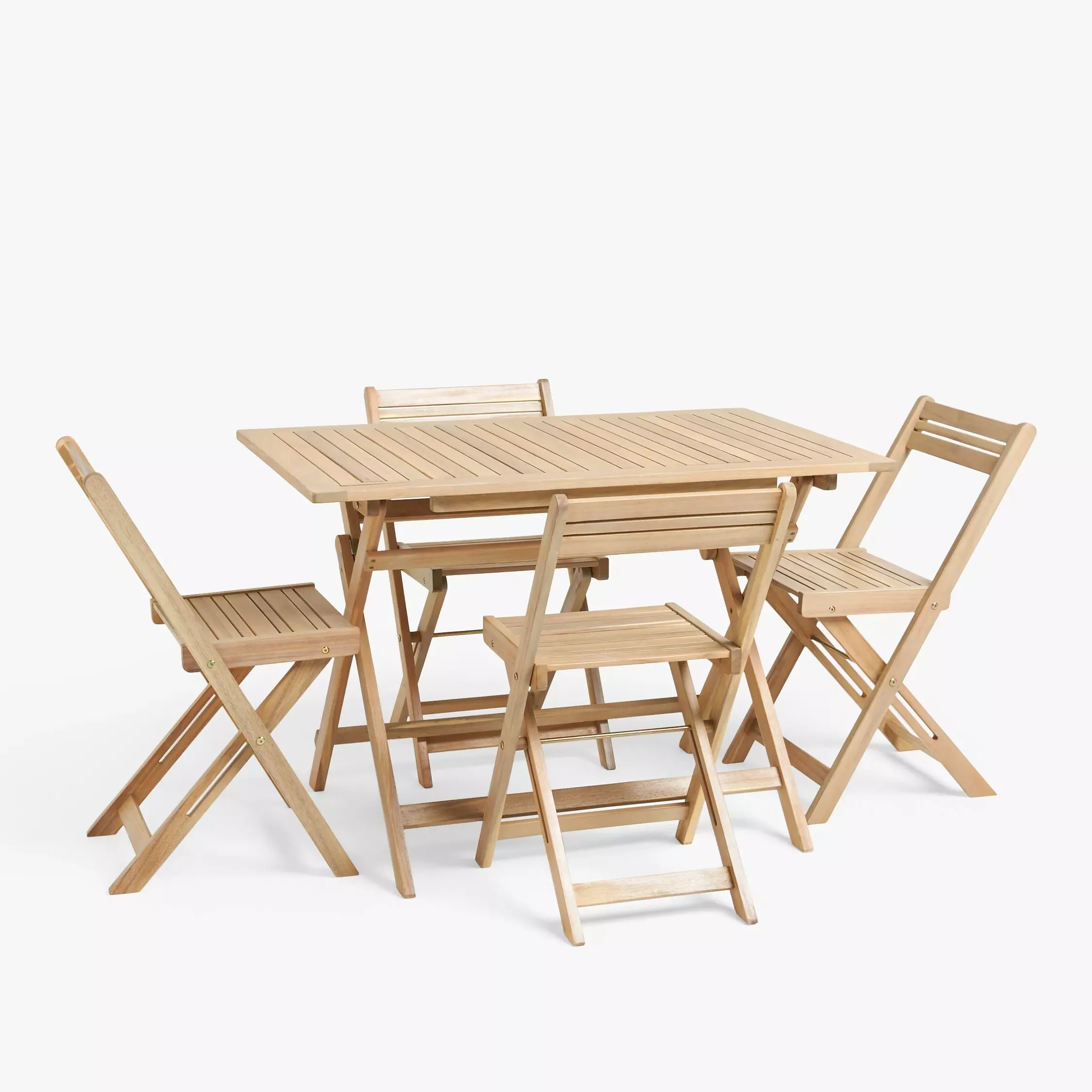 John Lewis Acacia Wood Foldable 4-Seater Garden Dining Table &amp;amp; Chairs Set, Natural