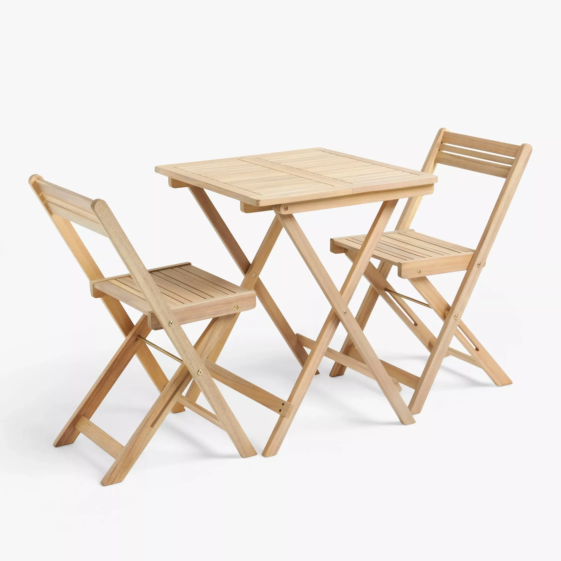 John Lewis Acacia Wood Foldable 2-Seater Garden Bistro Table &amp;amp; Chairs Set, Natural