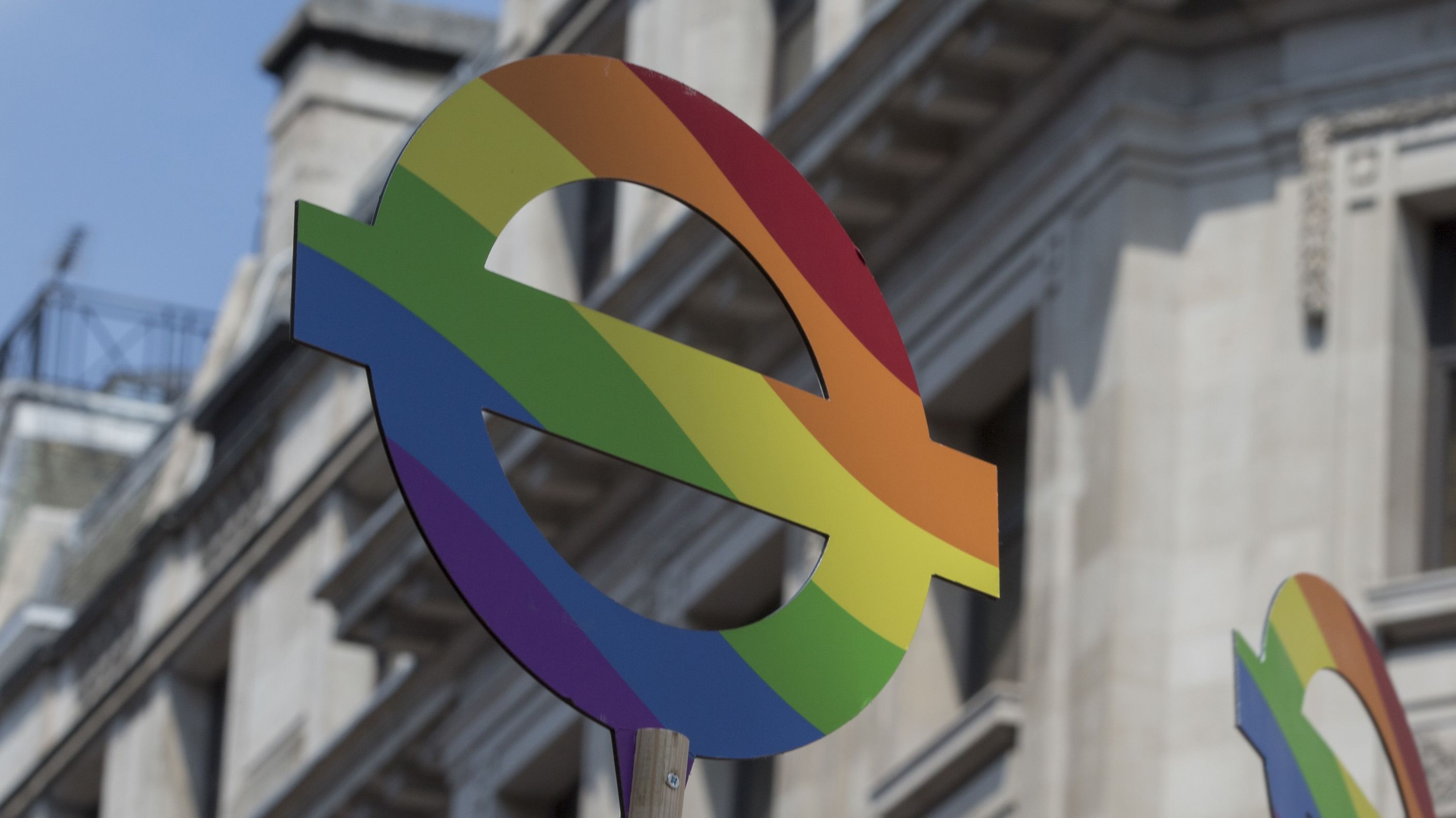 Rainbow Transport for London signs during the Pride in London parade on Regents Street on the 7th July 2018 in central London in the United Kingdom. 30,000 marched through central London for the city&amp;rsquo;s annual LGBT Pride celebration. (photo by Sam Mellish / In Pictures via Getty Images)