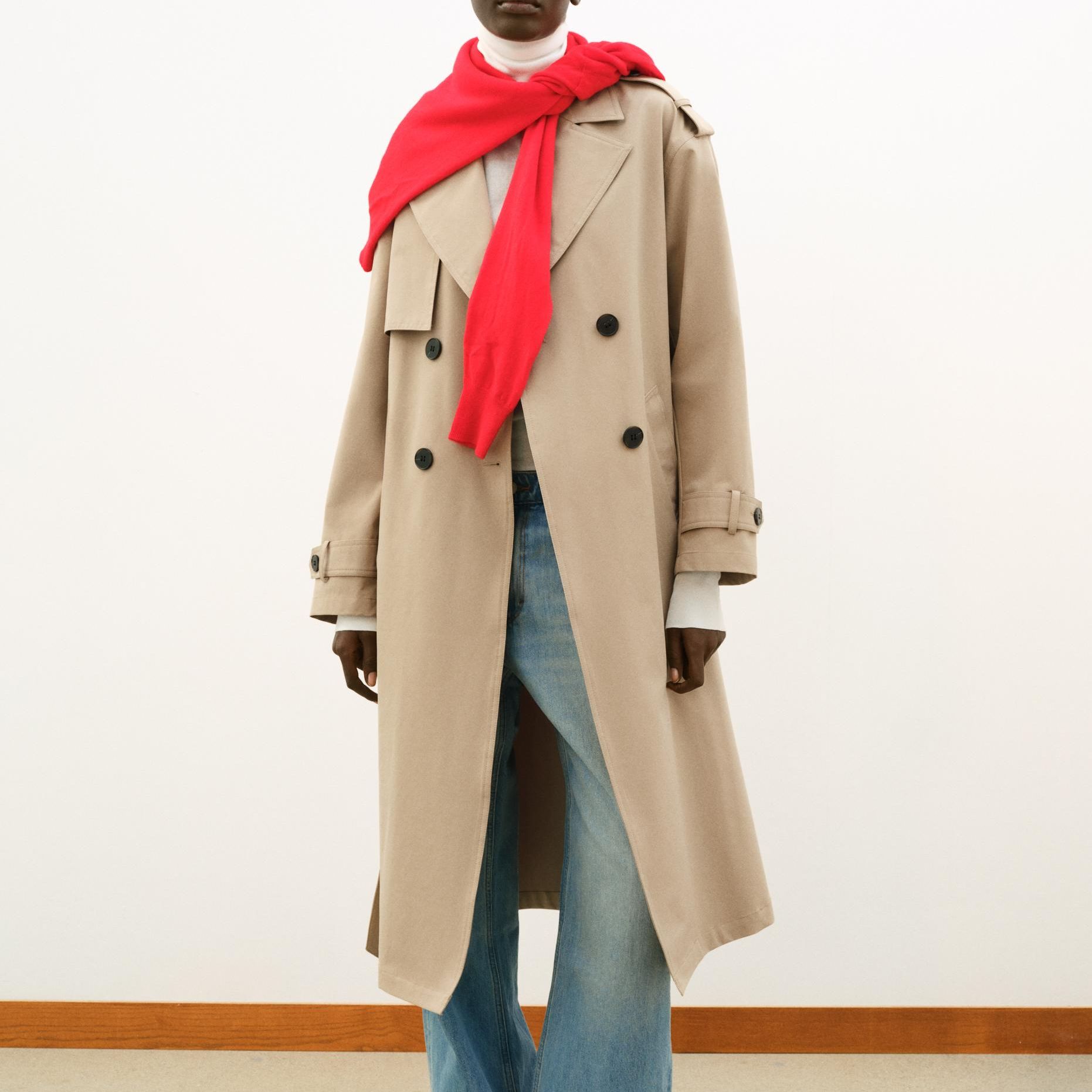 Long Trench Coat With Belt