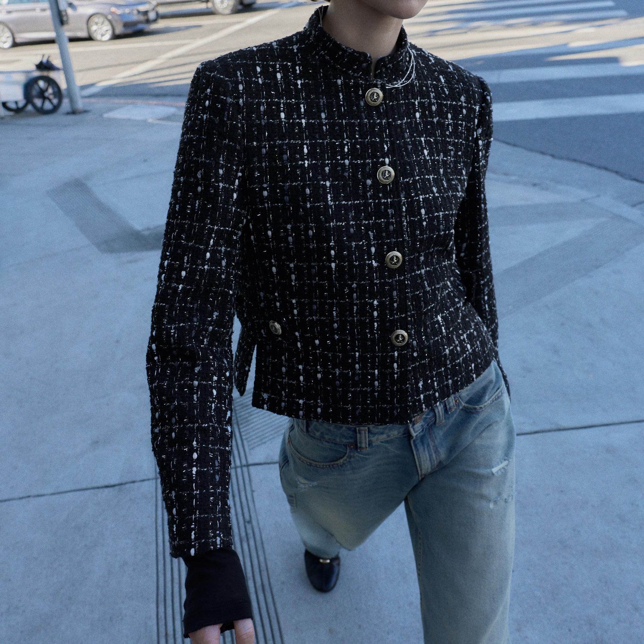 Textured Metallic Thread Blazer