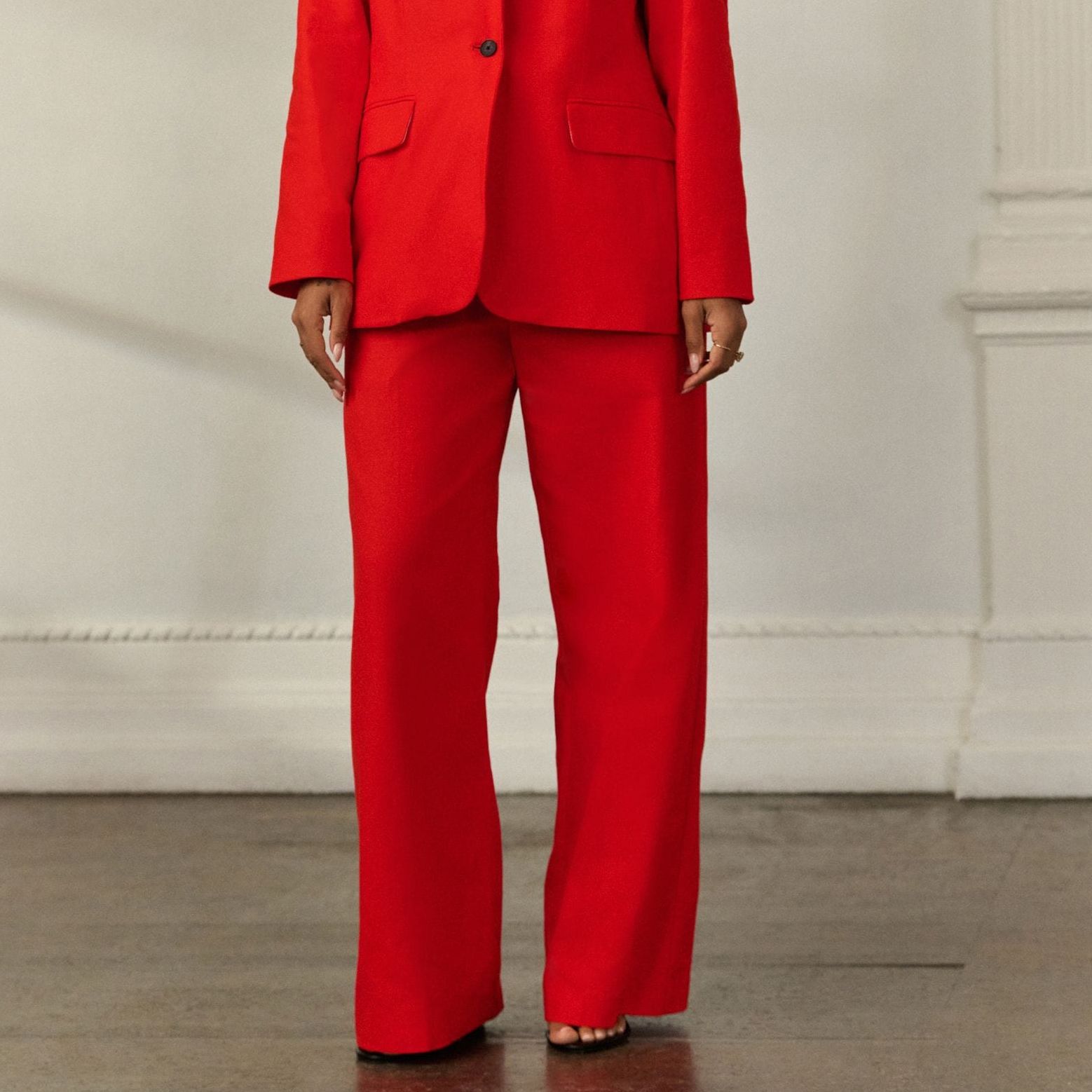 Red Linen Rich Wide Leg Trousers