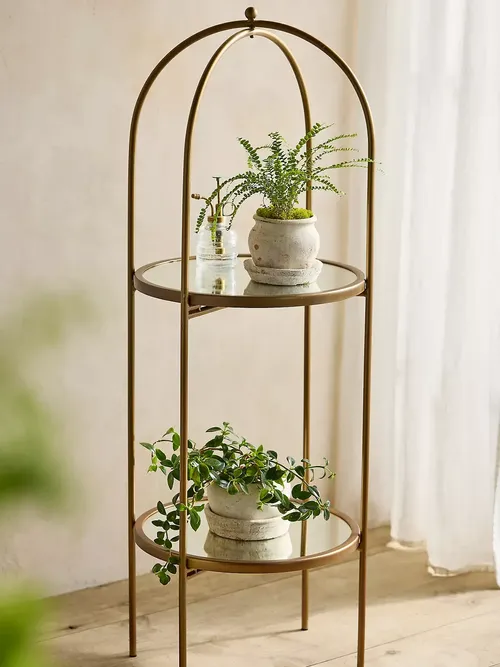 Antique Gold Two-Tier Plant Stand