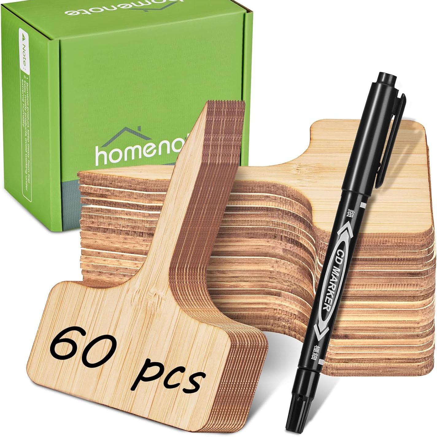Homenote Bamboo Plant Labels 60pcs Plant Tags for Seedling T-Type Tags for Plants Outdoor Garden Markers Vegetable Seedling(2.36 * 4&amp;ldquo;)