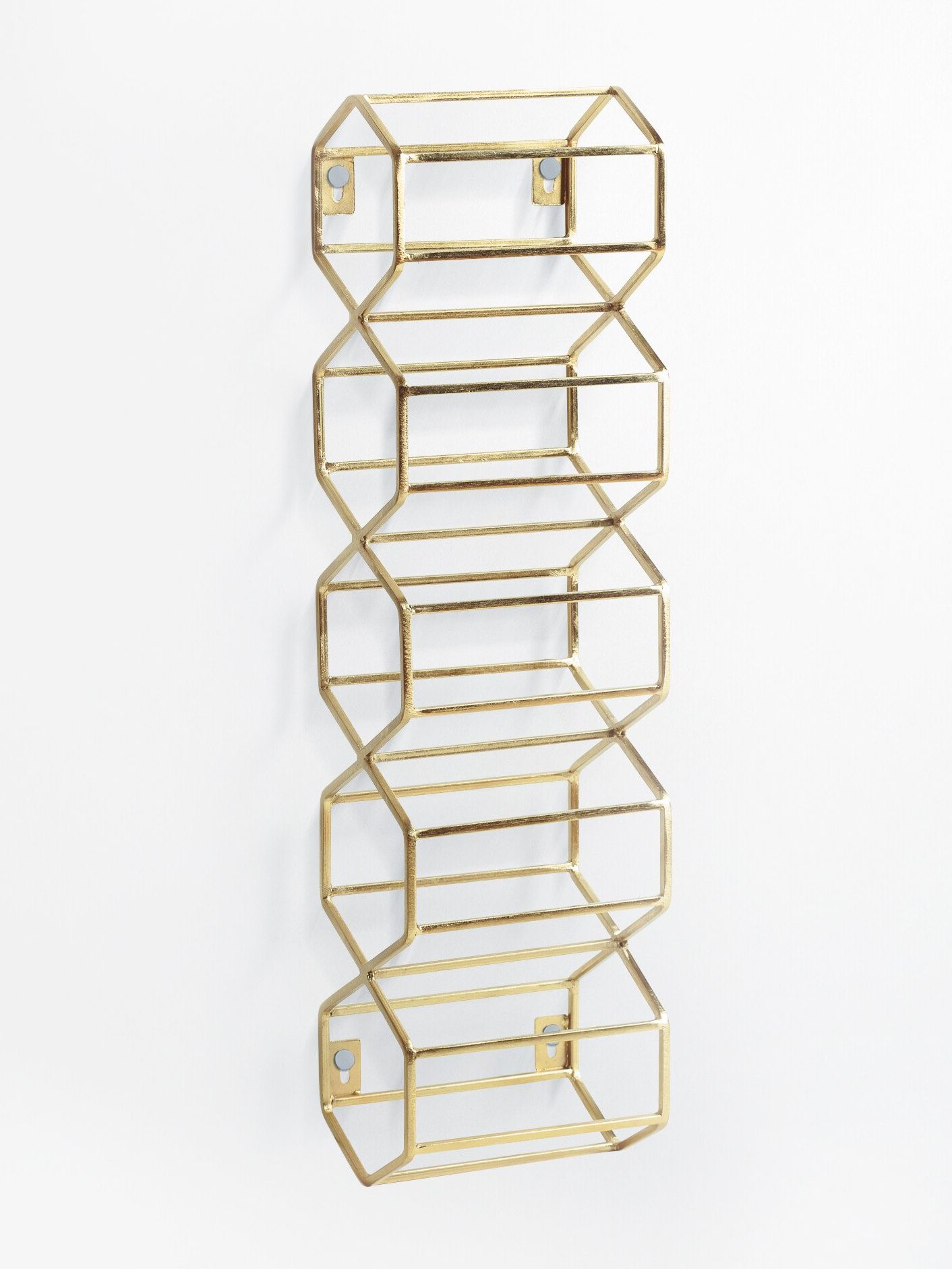 Hexagon Gold Wall Wine Rack | Oliver Bonas